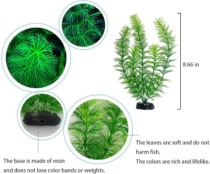 Silk Aquarium Plants, Artificial Fake Aquarium Plants Small Betta Fish Tank Plants Plastic Realistic Decorations Set 3PCS (Style C)