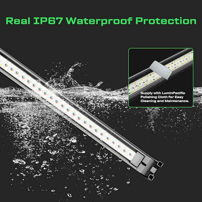 LED Aquarium Light with Remote, IP67 Waterproof Freshwater Planted Grow Light, Full Spectrum Fish Tank Light with Timer, Dimmable RGB+W, Upgrade Appearance, High Performance (48-57inch)