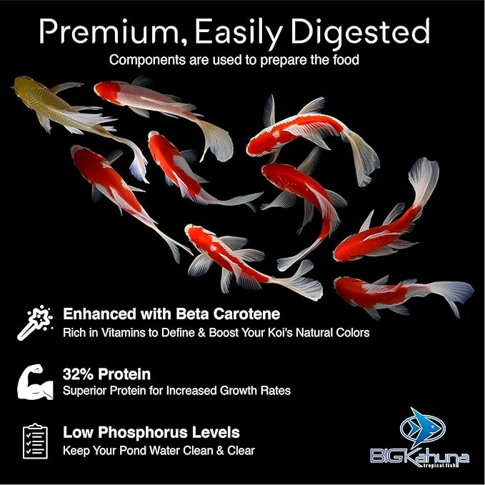 BIG Kahuna Koi Fish Food for Ponds 4.5lbs - Koi Food for Pond Fish Food Pellets – 3/16-1/4 Floating Pond Pellet