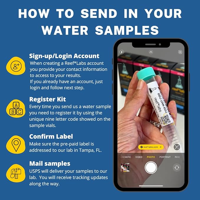 ICP Water Test - Elemental Water Test Kit - 45 Elements - Reef Aquarium Test -ICP-OES - Saltwater Test Kit - Reef Tank Water Test