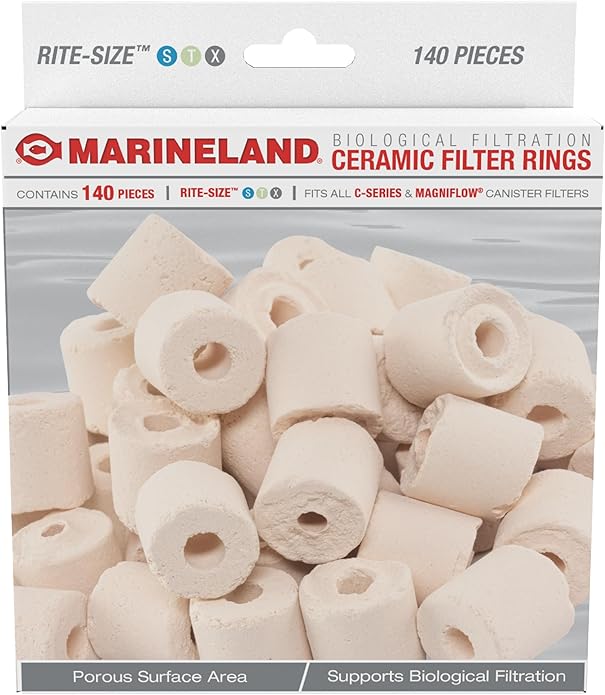 Marineland Ceramic Filter Rings, 140 Count, Support Biological Aquarium Filtration, Rite-Size S, T and X, Fit All C-Series and Magniflow Canister Filters