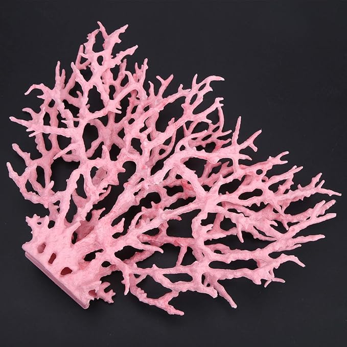 Aquarium Coral Plastic Vivid Artificial Coral Plant Ornament for Aquarium Underwater Fish Tank Pink (Large Size (37.4 X 18.9 X 6.7in))