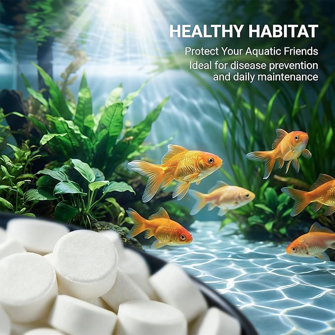 MAQIHAN 150 Tablets Aquarium Salt - Aquarium Salt Freshwater for Freshwater Tank Koi Pond Salt for Koi Fish, Goldfish, Guppies, Mollies, Scats, Monos