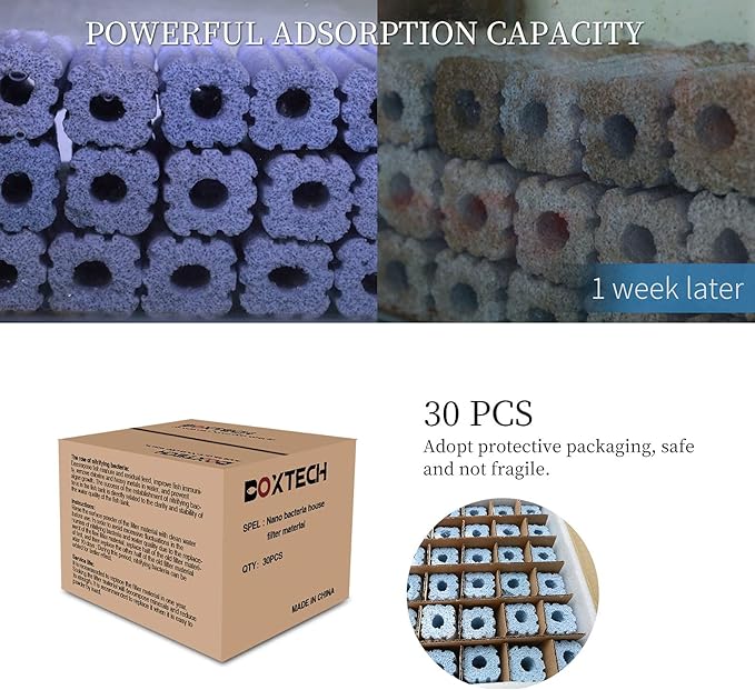 boxtech Aquarium Filter Media, Porous Nano Media Filter Media for Sump Tank, Pond, Fish Tank (30 pcs)