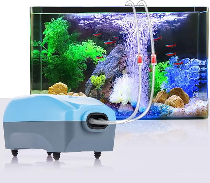 HITOP 3W 80GPH Adjustable Aquarium Air Pump, Upgrade Quiet Oxygen Pump, Powerful Air Aerator for Fish Tank up to 120 Gallon