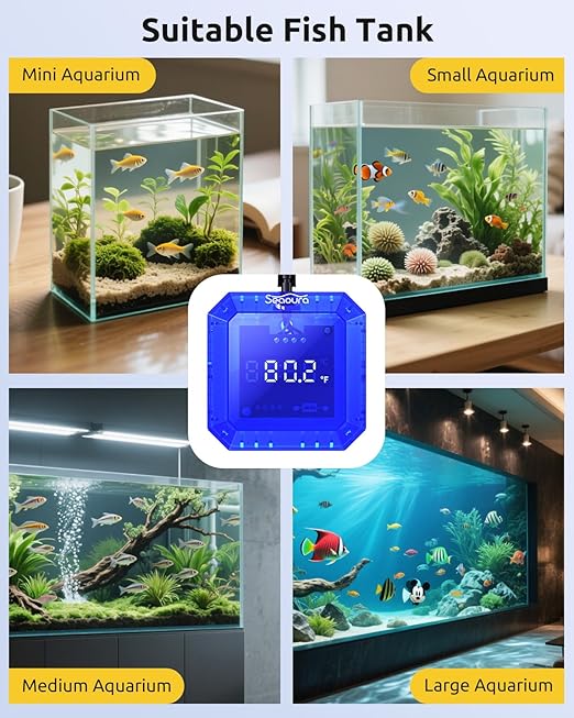 Aquarium Thermometer Submersible, Digital Fish Tank Thermometers with USB for GlassTank, Aquariums Temperature Gauge ±1℉ Accurate, Suitable for Fish, Turtle, Saltwater or Freshwater, 6.56ft Power Cord