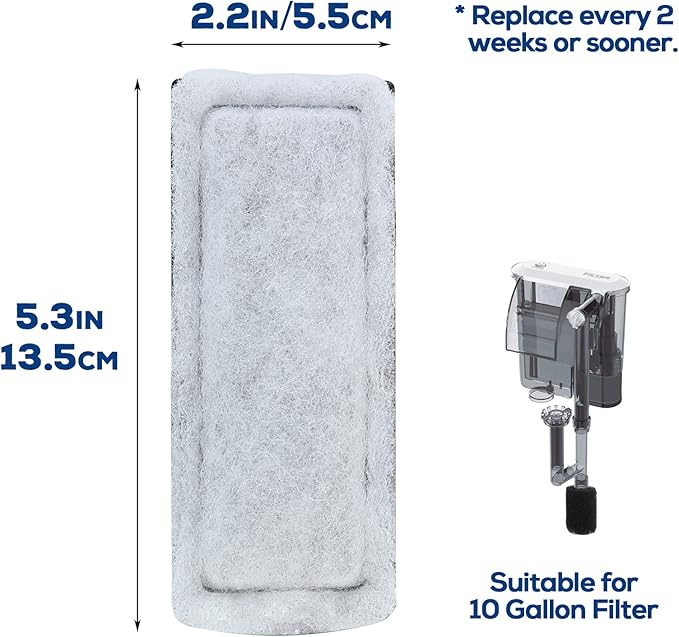 LAQUAL Replacement Fish Tank Filter Cartridges, Suitable Aquarium Filter (10 Gal), 3 Pack, White