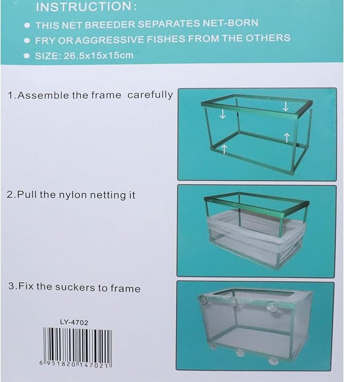 Xiaoyztan Breeder Box for Fish Tank,Aquarium Breeder Box Plastic Frame Baby Fish Tank Separation Breeding Aquarium Spawn Hatchery Isolation with Suction Cups,Pack of 1
