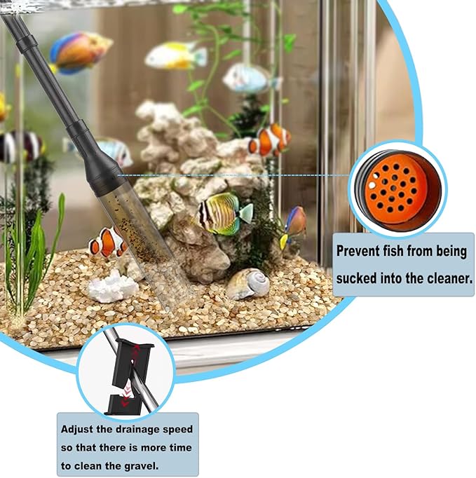 Carefree Fish Aquarium Gravel Cleaner 6Ft Hose Fish Tank Water Changer Sand Vacuum Adjustable Length ABS(for 20~100Gal Tank) 2026 New Upgrade Version