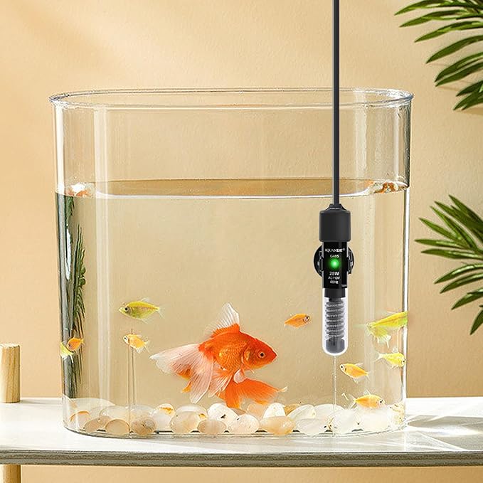 AQUANEAT Aquarium Heater, 25W Small Betta Fish Tank Heater, Mini Preset Water Thermostat with a Thermometer