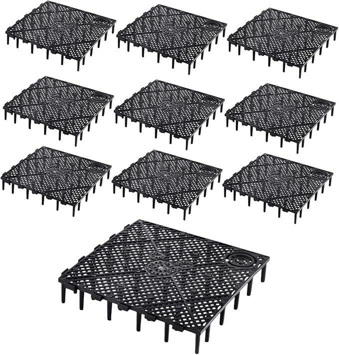10 Pieces Aquarium Bottom, Grid Divider Tray Sand Gravel Accessories, Black
