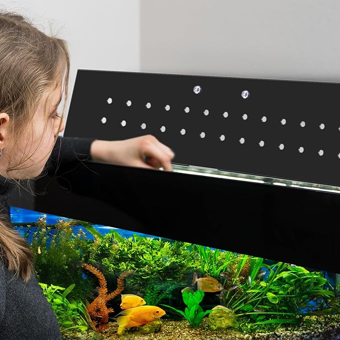 Sieral Aquarium Polycarbonate Canopy Set 29 x 11.38 x 0.12 Inch for 20/29/37 Gallon Without Center Brace Aquariums Cover Fish Tank Lid with a Hook Knife, Breathable Hole, Handle(Black)