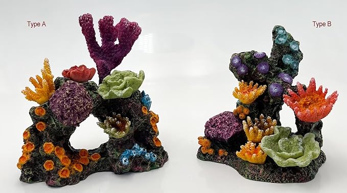 S-Lifeeling Charming Resin Coral Reef Ornament - Realistic Aquarium Decor Gift for Fish & Shrimp Hideaway, Suitable for Freshwater & Saltwater Tanks (6.1 x 4.1 x 6.1 inches)