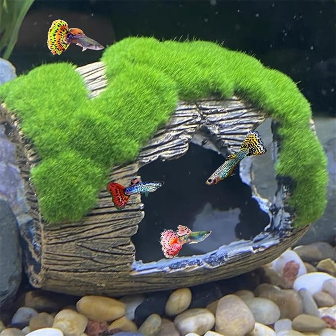 Aquarium Broken Barrel Fish Hide Caves, Cute Cichlids Guppy Small Fish Betta Shrimp Hide Caves Shelter, Fish Tank Shipwreck Themed Hide Hut Hideouts for Small Medium Fish Tank Breed Spawn