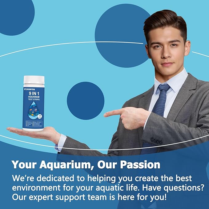 Aquarium Test Strips for Freshwater Fish – 9 in 1 Fish Tank Water Test Strips, Fast & Easy Color Chart for Beginners, Test Ammonia Nitrite Nitrate pH Chlorine Hardness, 50 Strips
