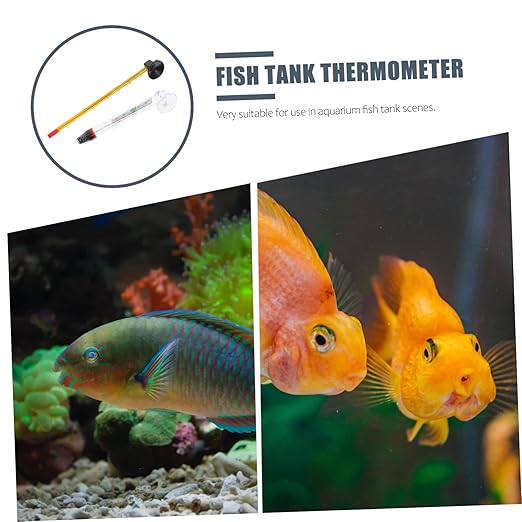 Amosfun 4pcs Fish Tank Thermometer Fish Tank Accessory Aquarium Submersible Glass Thermometer Gauge with Suction Cup Measurement Water Gauge