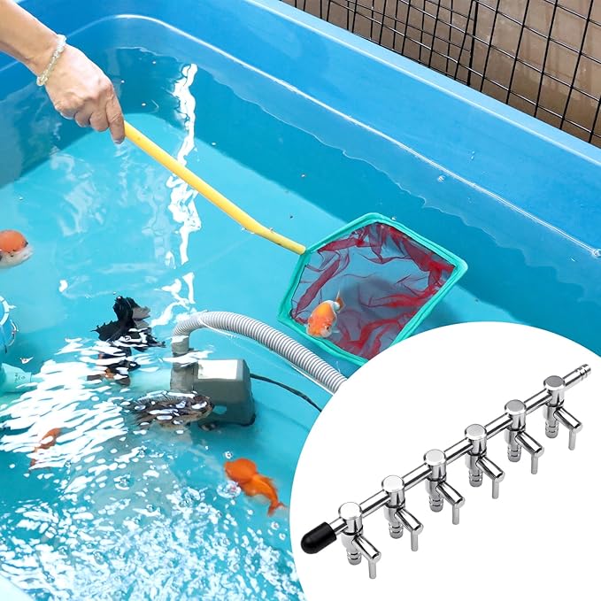 3 Pack 6 Way Aquarium Stainless Steel Air Flow Control Lever Valve with Airline Tubing Connector for Air Pumps Fish Tank Multi-Port Distributor Splitter