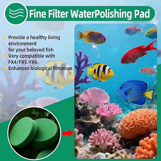 SaferCCTV 24Pcs Fine Filter Pads Water Polishing Pad Compatible with Fx4, Fx5, Fx10, Aquarium Filter Canister Filter Cotton Replacement Pad