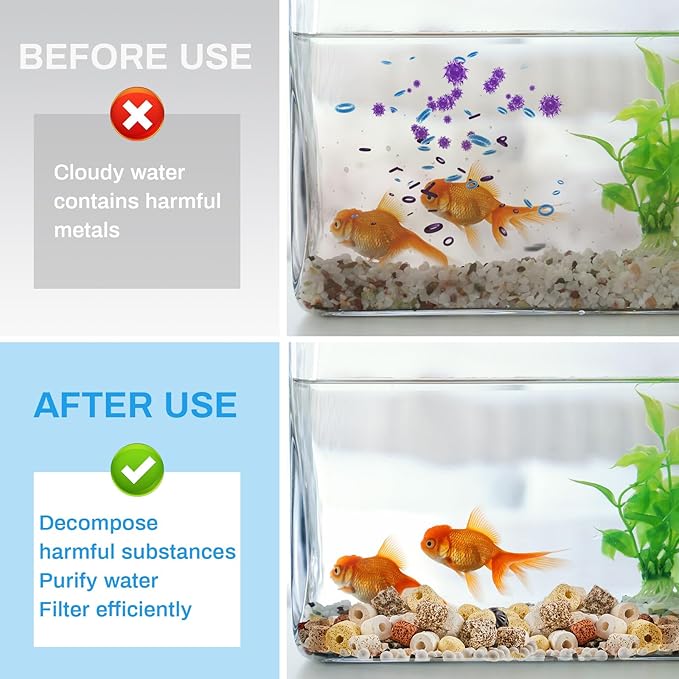 Timgle 3 Bags Aquarium Filter Media Bio Balls Ceramic Rings Set 1500 g Total 3.3 lb 12 in 1 with Mesh Bag Ceramic Rings for Aquarium Filter Pond and Fish Tank Accessories Decorations