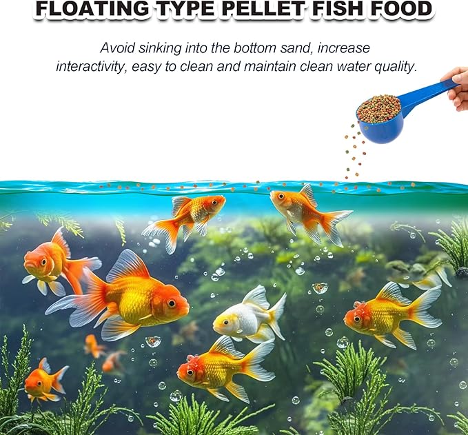 Floating Goldfish Food Pellets – 12oz Pond Fish Food Natural Color Enhancing, Promotes Growth with Natural Antarctic Krill & Spirulina, Clear Water Formula
