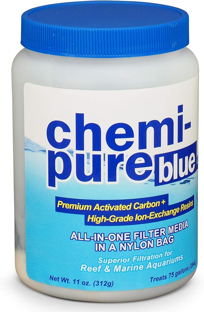 Boyd Chemi‑Pure Blue 11 oz Aquarium Filtration Media Premium Extruded Carbon + Ion‑Exchange Resins in Nylon Bag Clears Toxins, Phosphates & Metals