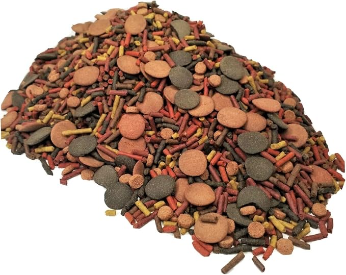 Gourmet Blend of 8-Type Carnivore Blend of Sinking Wafers, 1/8" x 7/16" Sinking Sticks, Sinking Pellets for All Teopical Fish GB-120-2-lbs