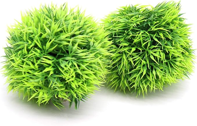 Besimple 4 Pack Aquarium Plastic Plants Grass Ball, Artificial Marimo Balls Green Water Plants Fish Tank Decorations