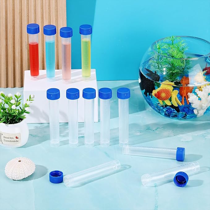 Konohan 12 Pcs Replacement Test Tubes for Aquarium Test Kits, 10ml Plastic Frozen Self Standing Test Tubes with Scale line for Aquarium Water Testing