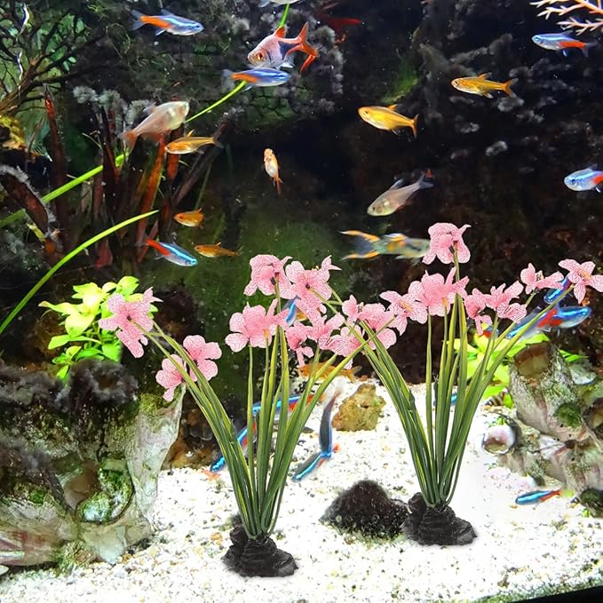 NOLITOY 2Pcs Pink Fish Tank Decor Aquarium Decoration- Betta Water Plants Decoration Models for Aquarium Decorative