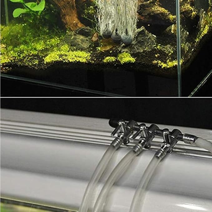 Aquarium Fish Tank 10-Way Air Pump Control Valve Manifold Taps Silver Tone