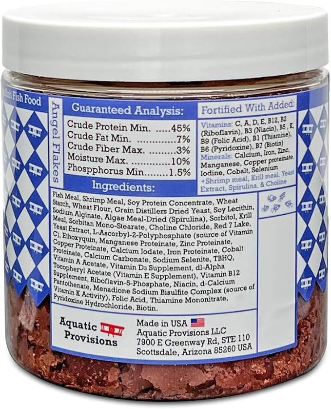 Aquatic Provisions Angel Flakes Fish Food 1 oz, for Freshwater Angelfish