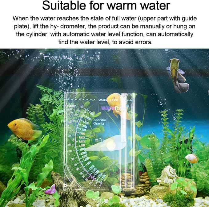 Abnaok Salinity Tester, Sea Specific Gravity Test for Fish Tank Pond Water Saltwater Freshwater, Accurate Automatic Hydrometer