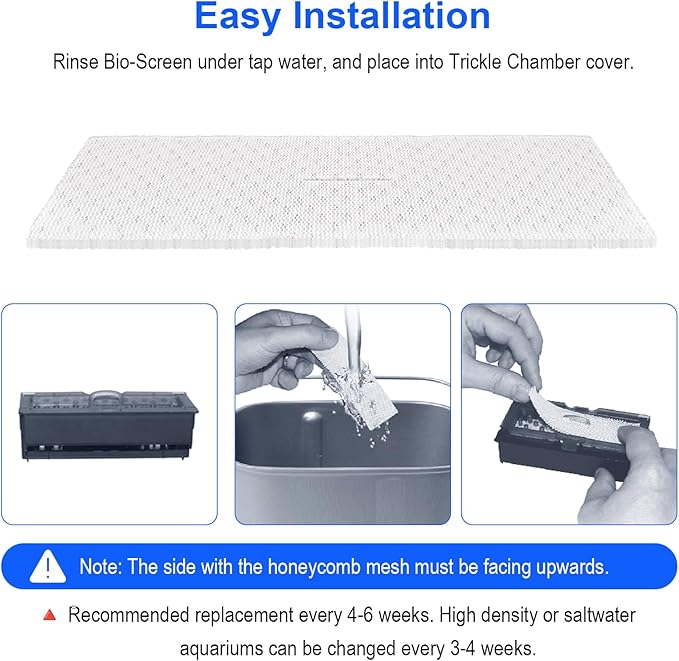 Bio-Screen for Fluval C3 Power Filter, 6-Pack Aquarium Filter Media, Bio Stratum Replacement Parts Aquaclear Canister Aquarium Fish Tank Biological Filter Media