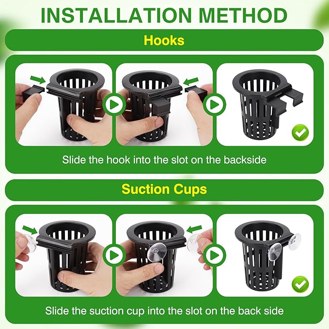 Borlech 2025 New Upgraded Large Aquarium Plant Holder with 1.57-inch Extension Hooks and Suction Cups for Fish Tank Aquaponic Plant Cultivation and Aquascape Accessories Decorations (2 PCS)