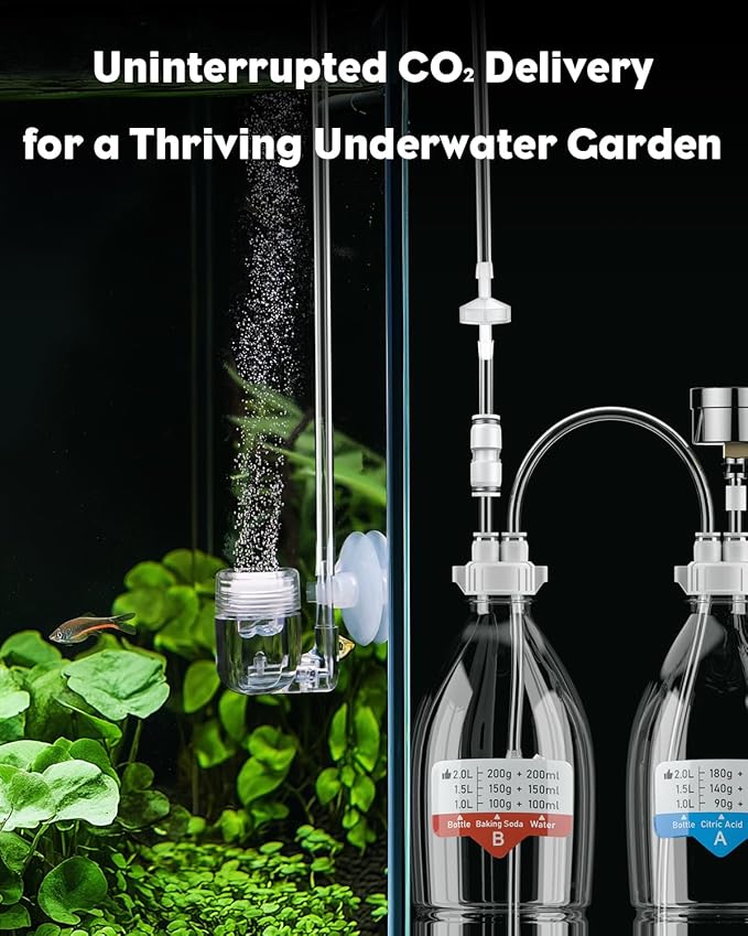 Pawfly 16 ft. Aquarium CO2 Proof Tubing Standard 3/16" Airline Tubing for Aquarium CO2 System Clear Aquarium CO2 Tubing Flexible Kink-Resistant PU Air Tubing with Suction Cups and Connectors