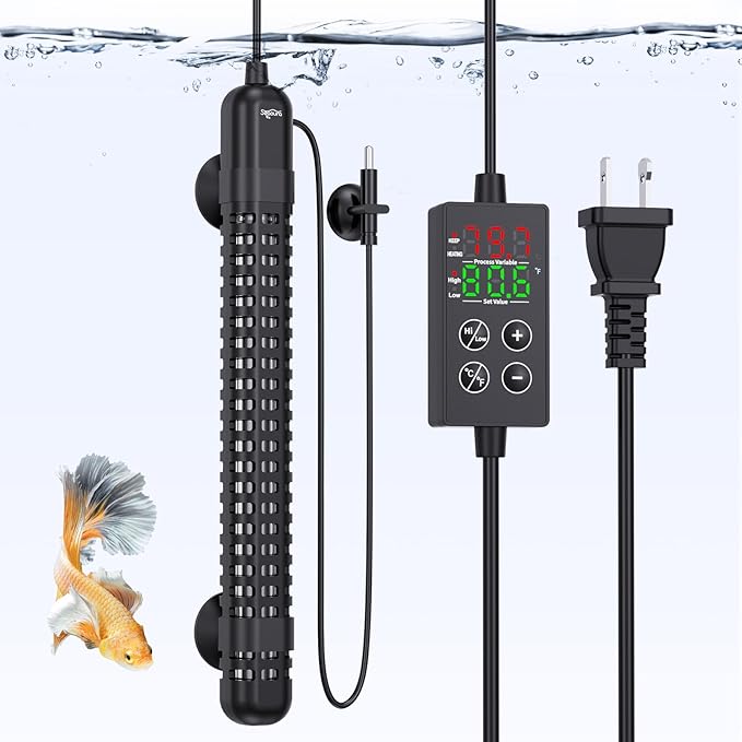 SEAOURA Aquarium Heater, 300W Fish Tank Heater for 40-60 Gallon, Small Submersible Turtle Heater with Adjustable Over-Temperature Protection, Intelligent Controller Auto Power-Off