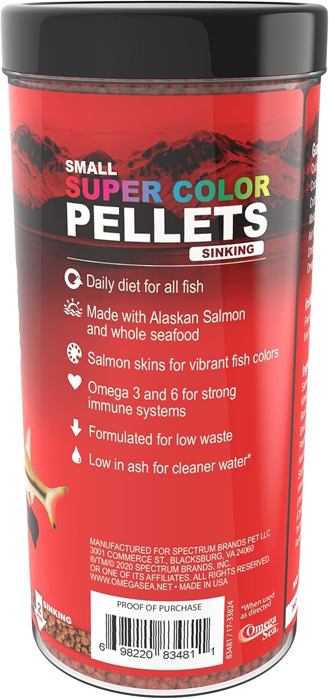 Omega One Super Color Sinking Pellets, 2mm Pellets, 8 oz