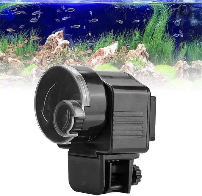 Automatic Fish Feeder, Programmable Schedule with Premium ABS Material, Aquarium Feeder 2.56 Inch Capacity for Home Tank Owners, Hobbyists, Vacation Feeding, and Daily Care