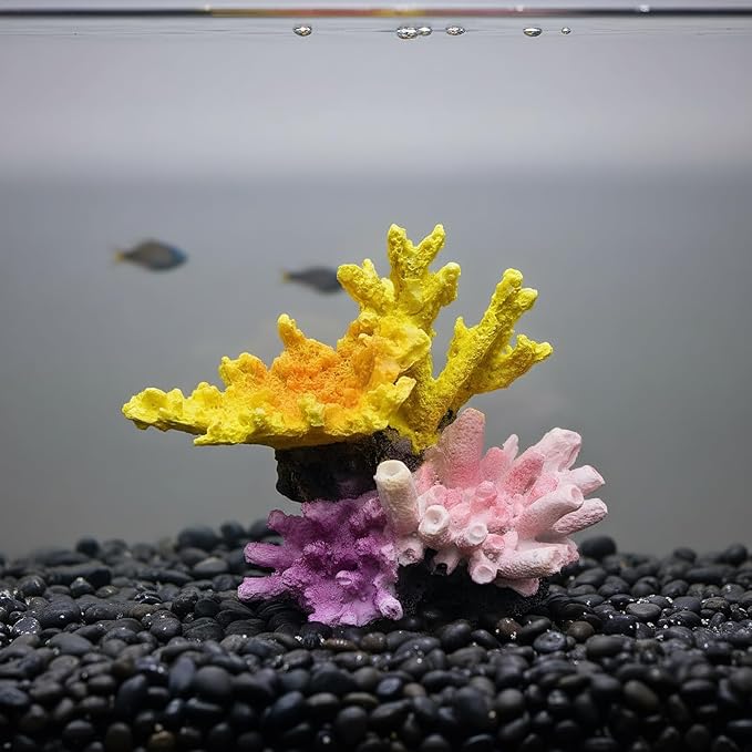 Aquarium Decor Fish Tank Decorations Resin Coral Ornament, Small Aquarium Accessories Hideout for Betta Shrimp Goldfish, Artificial Reef Fish Tank Accessories Decorations