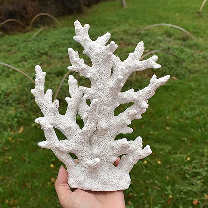 Tirifer Artificial Aquarium Coral Ornament White Resin Faux Coral Branch Decoration for Fish Tank Landscape