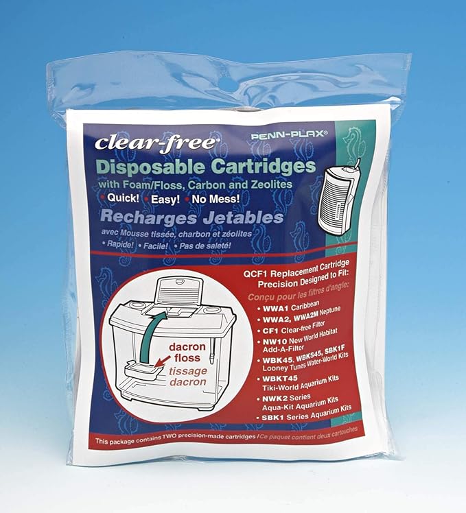 Penn-Plax QCF1 Replacement Cartridge for Clear Free Filter (2 Pack)