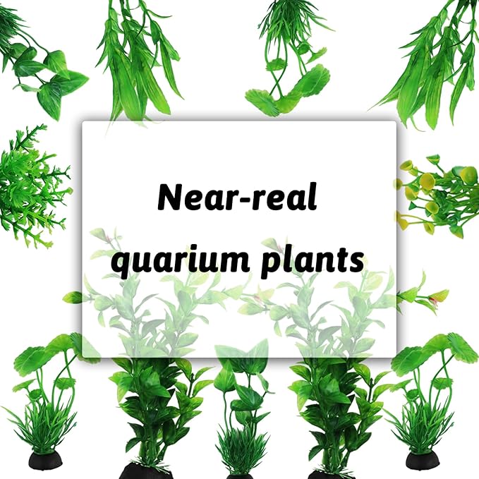 QUOZUO Fish Tank Accessories Aquarium Decorations Green Plants, 10pcs Green Fish Tank Decorations Plastic Plants, Fish Tank Decor, Aquarium Decor Artificial Plants