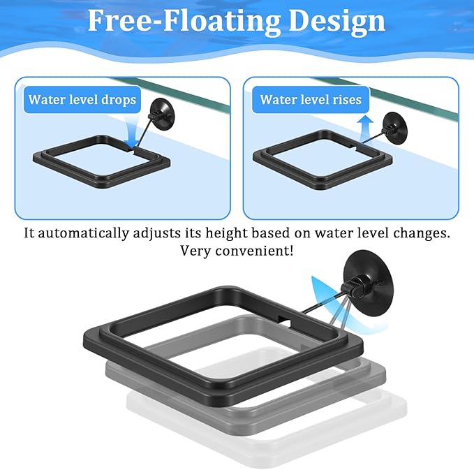 2Pcs Fish Feeding Ring for Aquarium, Aquarium Feeding Ring, Black Turtle Feeding Ring with Suction Cup, Square & Round Floating Food Feeder for Betta, Goldfish, Guppy, Turtle & Small Fish