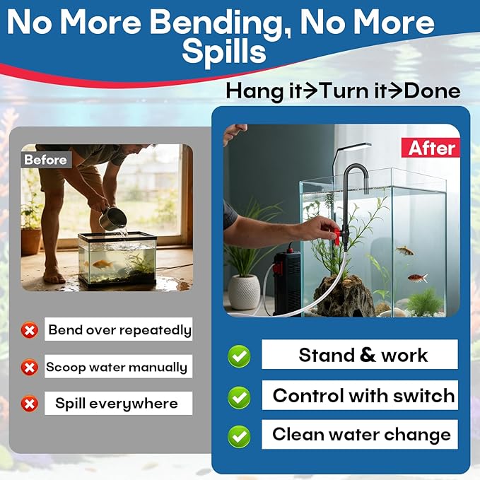 2 PCS Automatic Aquarium Water Refiller – PVC Wall-Mounted, Hands-Free & Spill Free Water Changer Hook with Flow Switch – Compatible with Python Systems – Filler Tube for 1/2", 5/8", 3/4" Hose