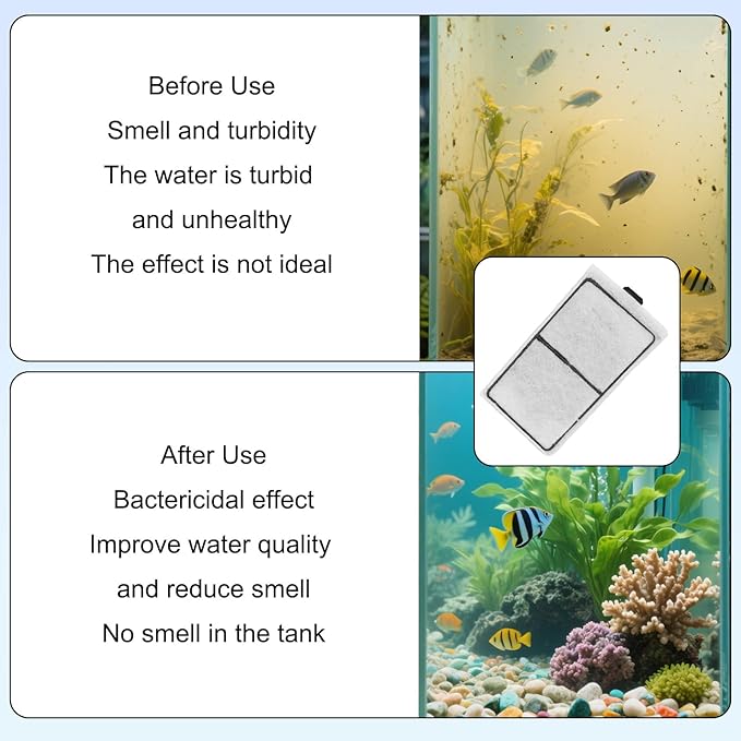 lasuroa 6pcs Carbon Filter Cartridges Compatible with Top Fin PF-S, 5.3X3.1 Inch Fish Tank Filter Cartridge Replacement for Aquarium Water Filtration