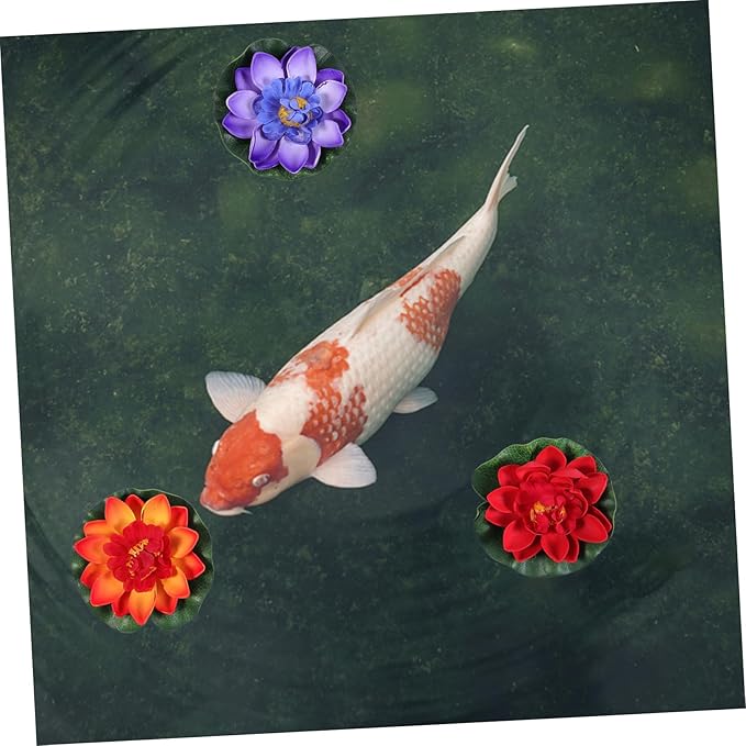 Happyyami 6pcs Artificial Lotus Goblincore Room Decor Indoor House Plants Plastic Aquarium Plants Bridal Lotus Leaves Decor Artificial Lily Pads Vivid Lotus Ornament Fish Tank Lotus Moss