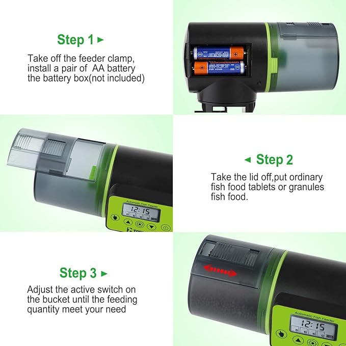Automatic Fish Feeder for Aquarium,Auto Food Dispenser,Easy Programmable Fish Feeder for Aquarium, Small Fish Turtle Tank, Auto Feeding on Vacation Or Holidays Or Weekend