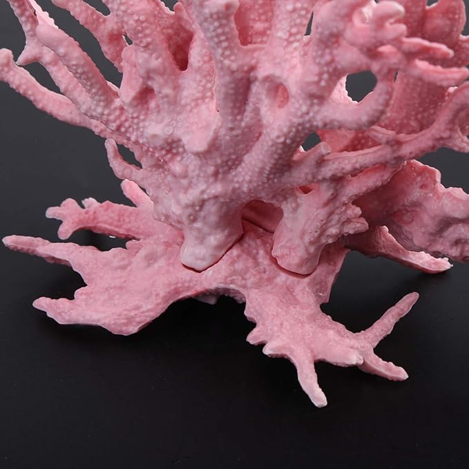 Aquarium Coral Plastic Vivid Artificial Coral Plant Ornament for Aquarium Underwater Fish Tank Pink (Small Size (29.9 X 15 X 6.7in))