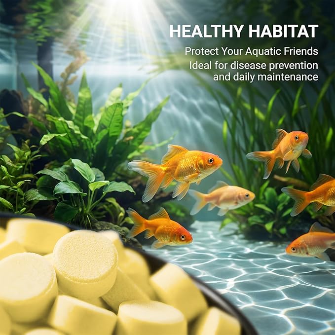 MAQIHAN 150 Tablets Aquarium Salt Freshwater - Salt for Aquarium, Fish Tank Salt, Pond Salt Tablets Natural Mineral Sea Salt Formula for Freshwater Fish, Koi Pond, Goldfish & Betta Tank Water Care