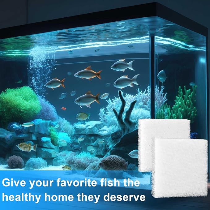 Threlaco 26 Pcs Aquarium Filter Media Kit Compatible with Fluval C3 (50 Gal) Power Filter, 6 White Foam Sponge Pad, 6 Poly Foam Pads, 6 Bio-Screen, 6 Activated Carbon, 2 Pack 3.5 Oz/100g Ceramic Ring